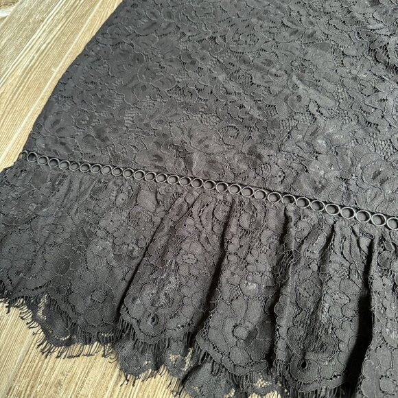 Karl Lagerfeld Paris Black Lace Skirt Ruffle Hem 10 Whimsigoth Date Night Short - Picture 4 of 7